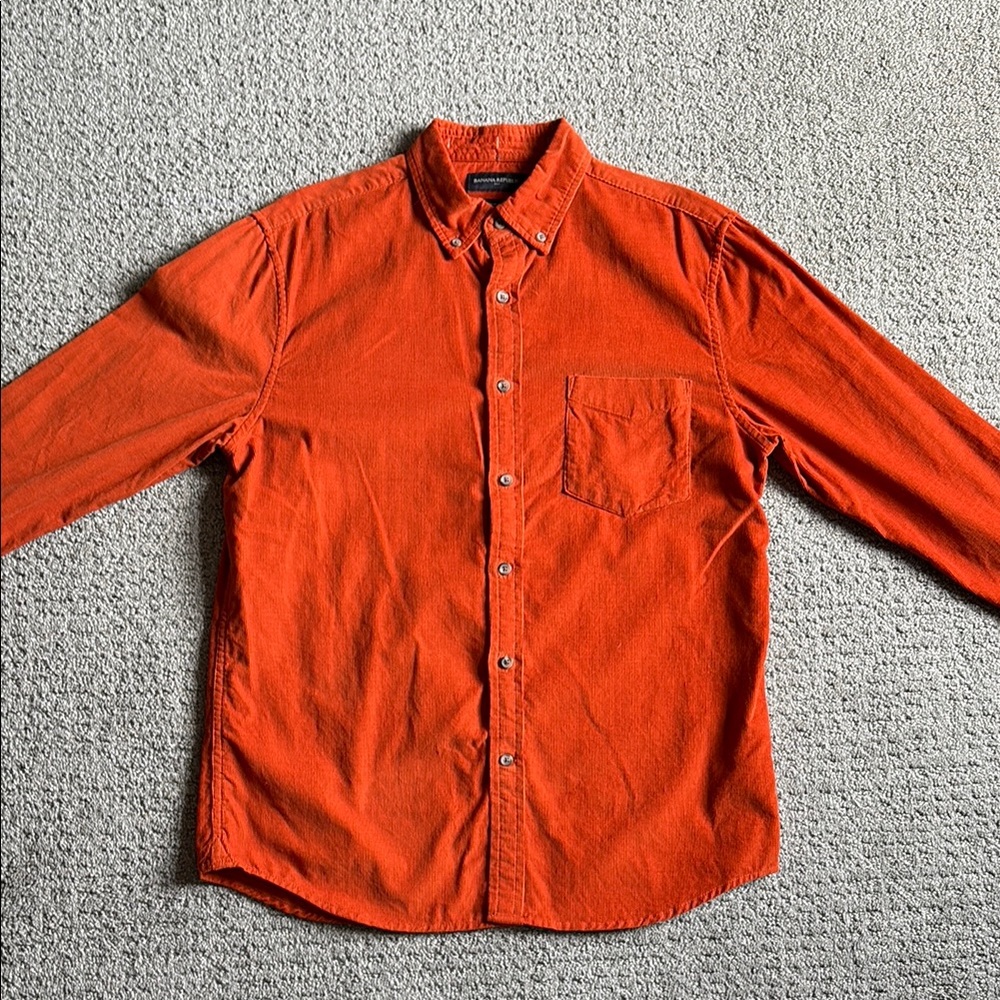 Men's Orange Button-Up Shirt Banana Republic